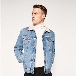 ZARA MAN FAUX SHERLING DENIM JEAN JACKET